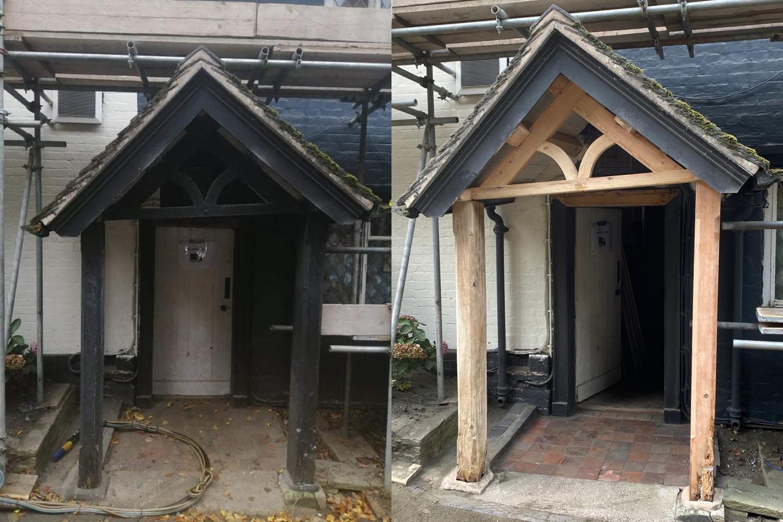 Building restoration before and after