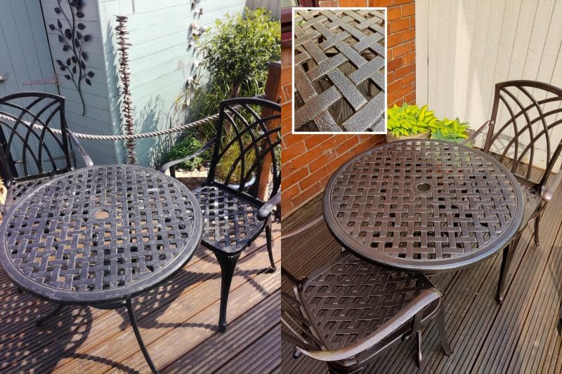 Table and chairs before and after